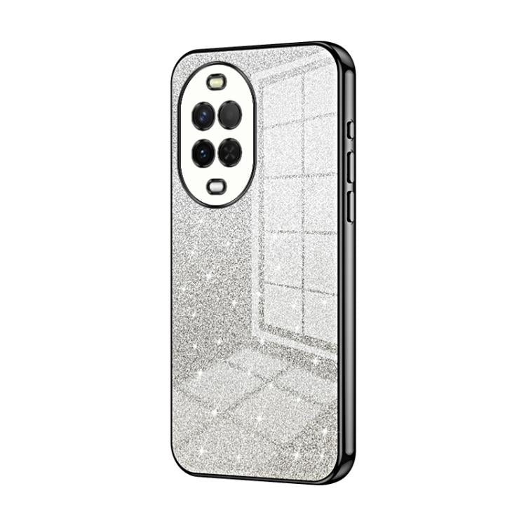 Glitter gradient phone case with black finish, raised camera cutouts and slim edge frame.