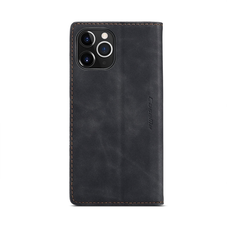 Black leather flip phone wallet case with camera cutout and embossed logo