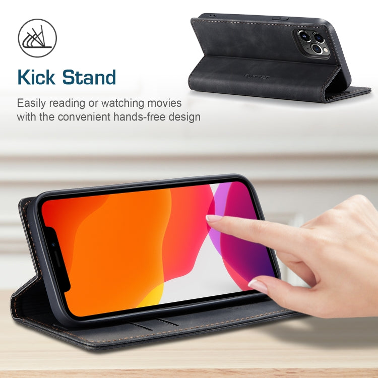 Black leather phone case wallet with kickstand for hands-free viewing and screen support