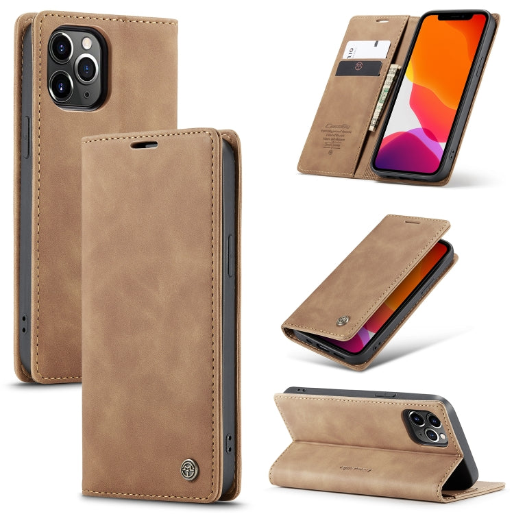 Coffee brown leather flip phone case with card slot and kickstand for viewing