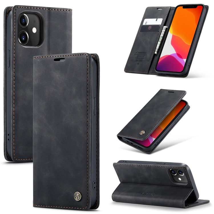 Dark gray leather flip phone case with card slot and kickstand for viewing