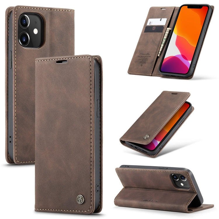Mocha brown leather flip phone case with card slot and kickstand for viewing