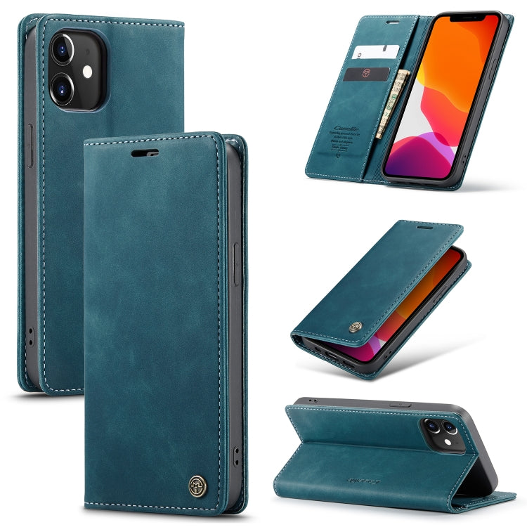 Blue-teal leather flip phone case with card slot and kickstand for viewing
