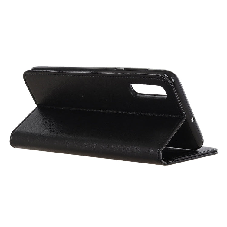 Black leather folio phone case for Xperia 5 II with built-in stand and hand strap cutout