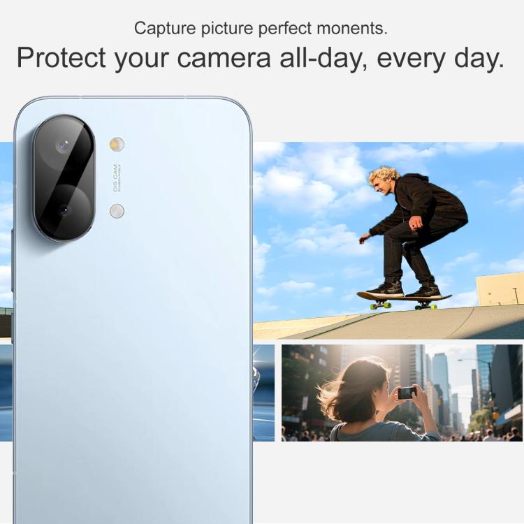 Clear rear camera lens film protector covering dual camera lenses