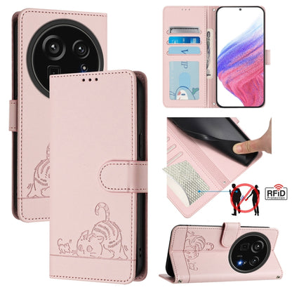 Cat Rat Embossed Pattern RFID Leather Phone Case with Lanyard, For Sharp Aquos wish6, For Sharp Aquos R11, For Sharp Aquos Sense10, For Sharp Basio Active 3, For Sharp Aquos Sense9 Plus, For Sharp Aquos Sense9, For Sharp Aquos R9 Pro                   ...