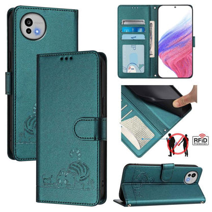 Cat Rat Embossed Pattern RFID Leather Phone Case with Lanyard, For Sharp Aquos wish6, For Sharp Aquos R11, For Sharp Aquos Sense10, For Sharp Basio Active 3, For Sharp Aquos Sense9 Plus, For Sharp Aquos Sense9, For Sharp Aquos R9 Pro                   ...