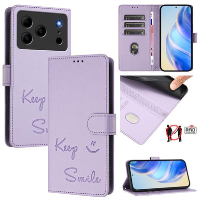 Smile Embossing RFID Leather Phone Case, For Doogee Note 56 / Note 56 Pro, For Doogee N60 Pro, For Doogee Note 59 / Note 59 Pro, For Doogee N55 Plus