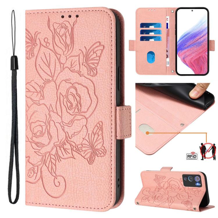 Embossed Rose RFID Anti-theft Leather Phone Case, For Doogee Note 56 / Note 56 Pro, For Doogee N60 Pro, For Doogee Note 59 / Note 59 Pro, For Doogee N55 Plus