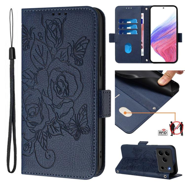 Embossed Rose RFID Anti-theft Leather Phone Case, For Doogee Note 56 / Note 56 Pro, For Doogee N60 Pro, For Doogee Note 59 / Note 59 Pro, For Doogee N55 Plus