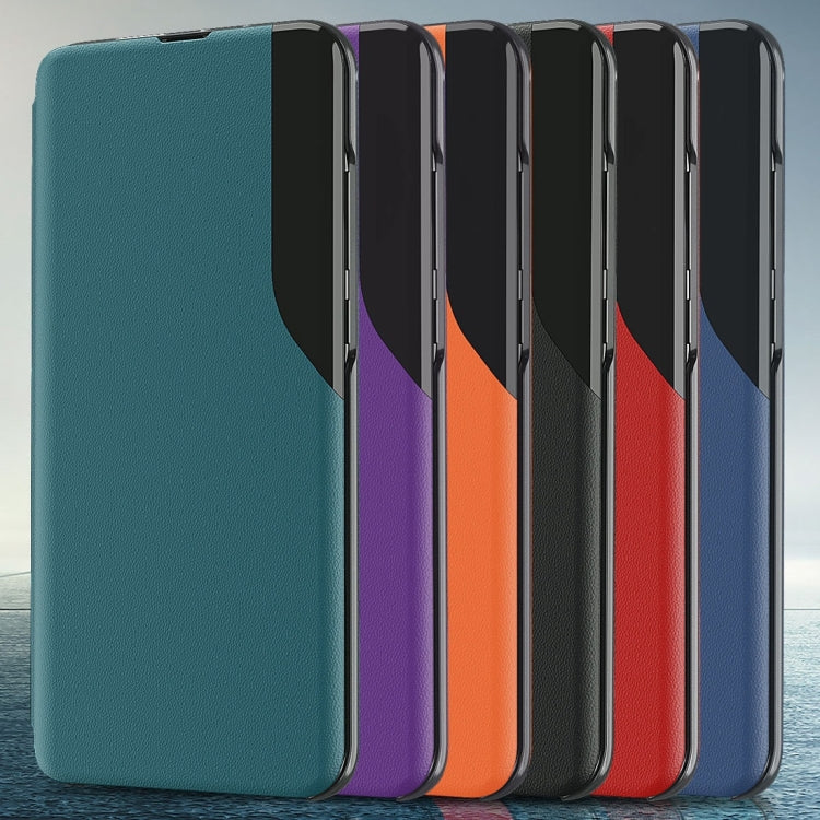 Multi-color flip holder leather phone case lineup with black side trims