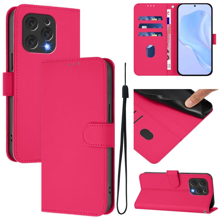 Skin Feel Solid Color Leather Phone Case with Lanyard, For Doogee Note 56 / Note 56 Pro, For Doogee Note 59 / Note 59 Pro, For Doogee N55 Plus