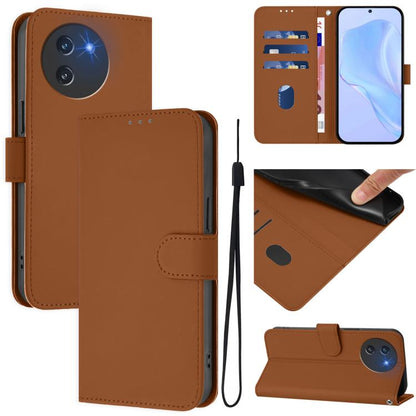 Skin Feel Solid Color Leather Phone Case with Lanyard, For Doogee Note 56 / Note 56 Pro, For Doogee Note 59 / Note 59 Pro, For Doogee N55 Plus