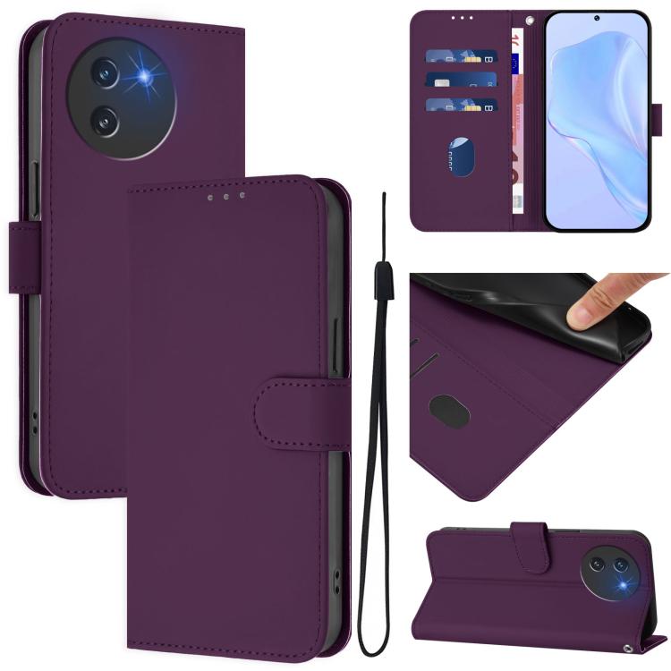 Skin Feel Solid Color Leather Phone Case with Lanyard, For Doogee Note 56 / Note 56 Pro, For Doogee Note 59 / Note 59 Pro, For Doogee N55 Plus