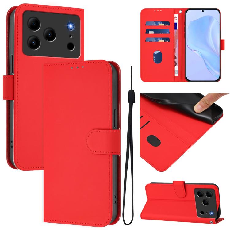 Skin Feel Solid Color Leather Phone Case with Lanyard, For Doogee Note 56 / Note 56 Pro, For Doogee Note 59 / Note 59 Pro, For Doogee N55 Plus
