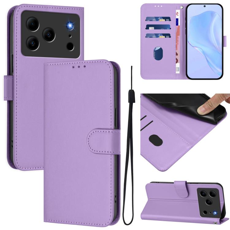 Skin Feel Solid Color Leather Phone Case with Lanyard, For Doogee Note 56 / Note 56 Pro, For Doogee Note 59 / Note 59 Pro, For Doogee N55 Plus
