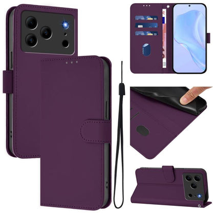 Skin Feel Solid Color Leather Phone Case with Lanyard, For Doogee Note 56 / Note 56 Pro, For Doogee Note 59 / Note 59 Pro, For Doogee N55 Plus