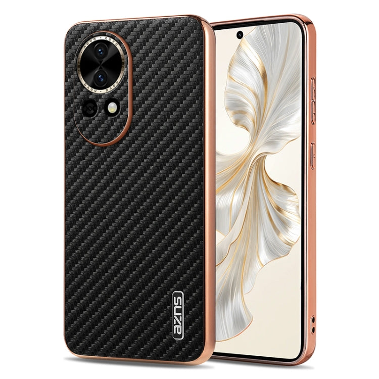AZNS Electroplated Edge Carbon Fiber Texture Phone Case, For Huawei Mate 80 Pro Max, For Huawei Mate 80 Pro / Mate 80, For Huawei Pura 80 Ultra 5G, For Huawei Pura 80 Pro / Pro+ 5G, For Huawei Pura 80 5G, For Huawei nova 14 Ultra, For Huawei nova 14 Pr...