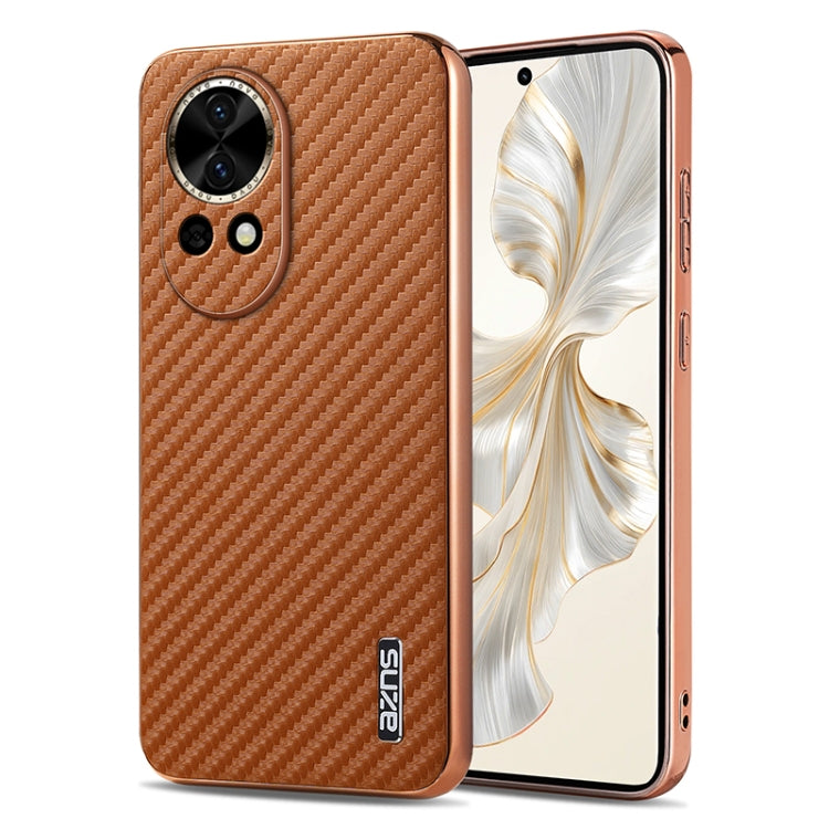 AZNS Electroplated Edge Carbon Fiber Texture Phone Case, For Huawei Mate 80 Pro Max, For Huawei Mate 80 Pro / Mate 80, For Huawei Pura 80 Ultra 5G, For Huawei Pura 80 Pro / Pro+ 5G, For Huawei Pura 80 5G, For Huawei nova 14 Ultra, For Huawei nova 14 Pr...
