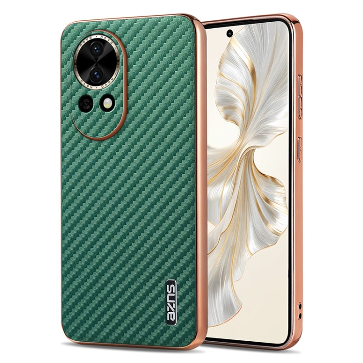 AZNS Electroplated Edge Carbon Fiber Texture Phone Case, For Huawei Mate 80 Pro Max, For Huawei Mate 80 Pro / Mate 80, For Huawei Pura 80 Ultra 5G, For Huawei Pura 80 Pro / Pro+ 5G, For Huawei Pura 80 5G, For Huawei nova 14 Ultra, For Huawei nova 14 Pr...