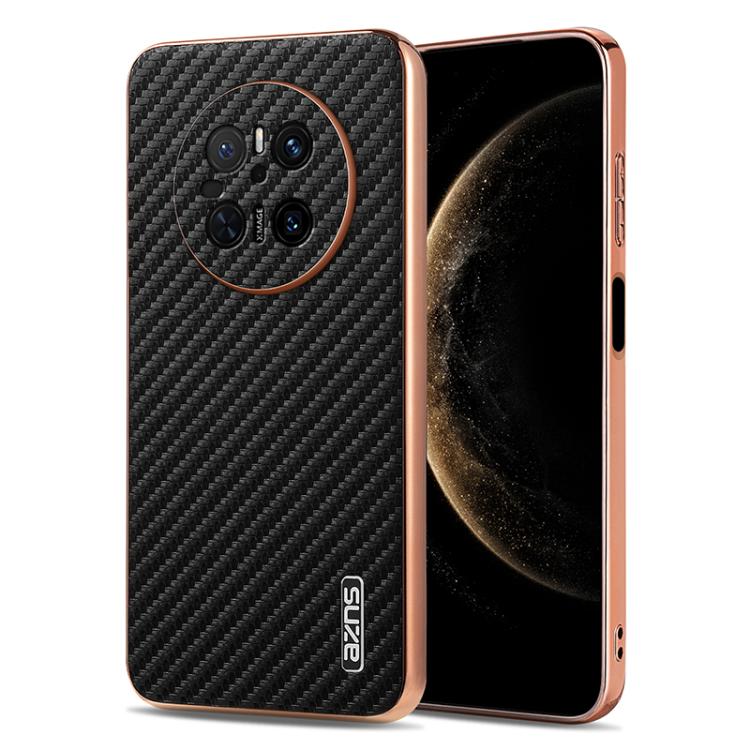 AZNS Electroplated Edge Carbon Fiber Texture Phone Case, For Huawei Mate 80 Pro Max, For Huawei Mate 80 Pro / Mate 80, For Huawei Pura 80 Ultra 5G, For Huawei Pura 80 Pro / Pro+ 5G, For Huawei Pura 80 5G, For Huawei nova 14 Ultra, For Huawei nova 14 Pr...