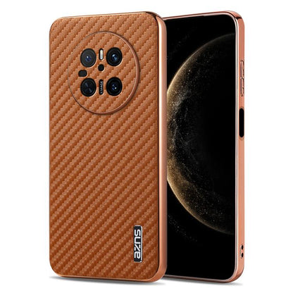 AZNS Electroplated Edge Carbon Fiber Texture Phone Case, For Huawei Mate 80 Pro Max, For Huawei Mate 80 Pro / Mate 80, For Huawei Pura 80 Ultra 5G, For Huawei Pura 80 Pro / Pro+ 5G, For Huawei Pura 80 5G, For Huawei nova 14 Ultra, For Huawei nova 14 Pr...