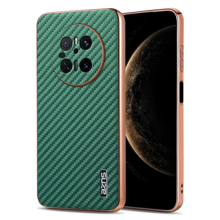 AZNS Electroplated Edge Carbon Fiber Texture Phone Case, For Huawei Mate 80 Pro Max, For Huawei Mate 80 Pro / Mate 80, For Huawei Pura 80 Ultra 5G, For Huawei Pura 80 Pro / Pro+ 5G, For Huawei Pura 80 5G, For Huawei nova 14 Ultra, For Huawei nova 14 Pr...