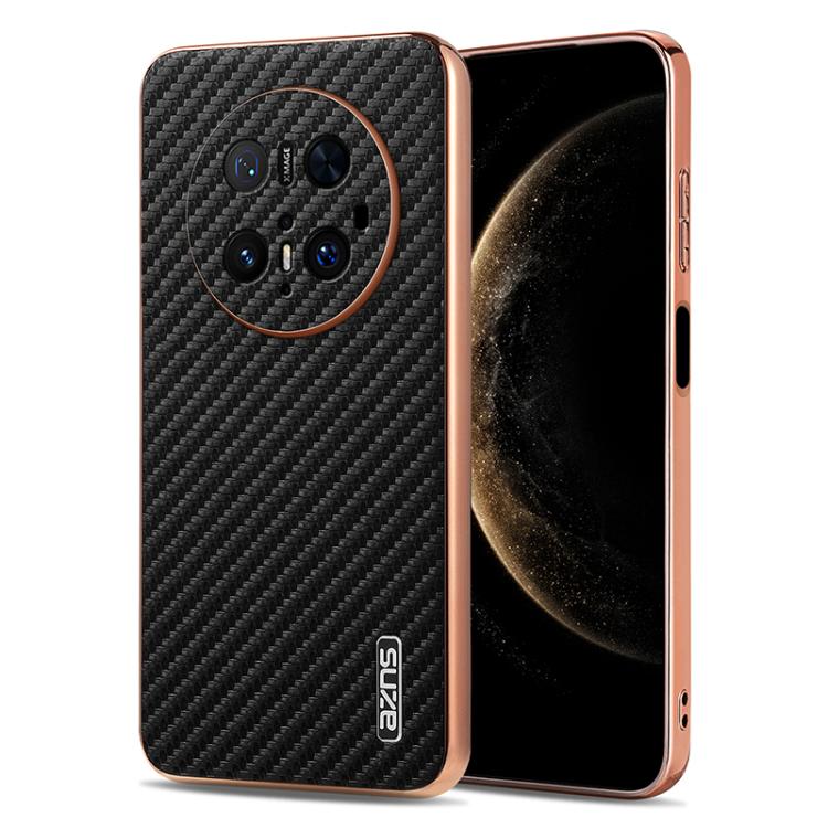 AZNS Electroplated Edge Carbon Fiber Texture Phone Case, For Huawei Mate 80 Pro Max, For Huawei Mate 80 Pro / Mate 80, For Huawei Pura 80 Ultra 5G, For Huawei Pura 80 Pro / Pro+ 5G, For Huawei Pura 80 5G, For Huawei nova 14 Ultra, For Huawei nova 14 Pr...