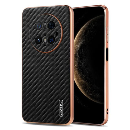 AZNS Electroplated Edge Carbon Fiber Texture Phone Case, For Huawei Mate 80 Pro Max, For Huawei Mate 80 Pro / Mate 80, For Huawei Pura 80 Ultra 5G, For Huawei Pura 80 Pro / Pro+ 5G, For Huawei Pura 80 5G, For Huawei nova 14 Ultra, For Huawei nova 14 Pr...