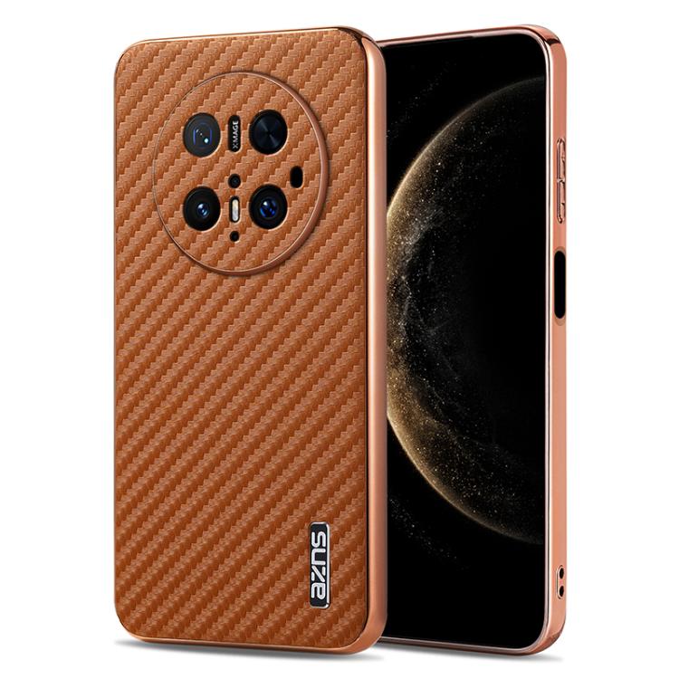 AZNS Electroplated Edge Carbon Fiber Texture Phone Case, For Huawei Mate 80 Pro Max, For Huawei Mate 80 Pro / Mate 80, For Huawei Pura 80 Ultra 5G, For Huawei Pura 80 Pro / Pro+ 5G, For Huawei Pura 80 5G, For Huawei nova 14 Ultra, For Huawei nova 14 Pr...