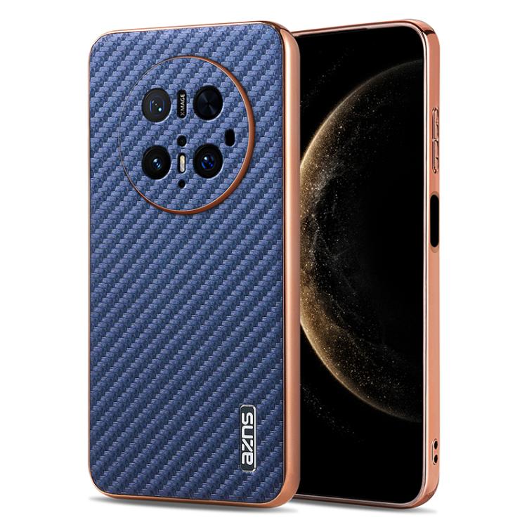 AZNS Electroplated Edge Carbon Fiber Texture Phone Case, For Huawei Mate 80 Pro Max, For Huawei Mate 80 Pro / Mate 80, For Huawei Pura 80 Ultra 5G, For Huawei Pura 80 Pro / Pro+ 5G, For Huawei Pura 80 5G, For Huawei nova 14 Ultra, For Huawei nova 14 Pr...