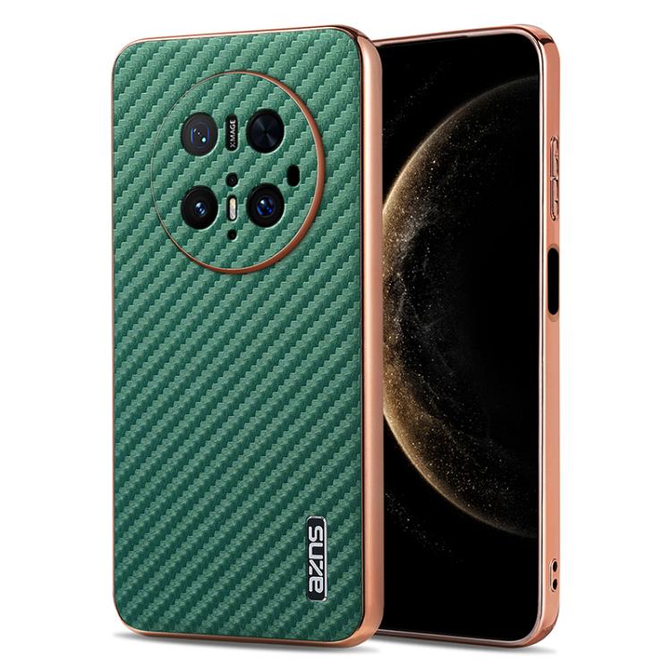 AZNS Electroplated Edge Carbon Fiber Texture Phone Case, For Huawei Mate 80 Pro Max, For Huawei Mate 80 Pro / Mate 80, For Huawei Pura 80 Ultra 5G, For Huawei Pura 80 Pro / Pro+ 5G, For Huawei Pura 80 5G, For Huawei nova 14 Ultra, For Huawei nova 14 Pr...