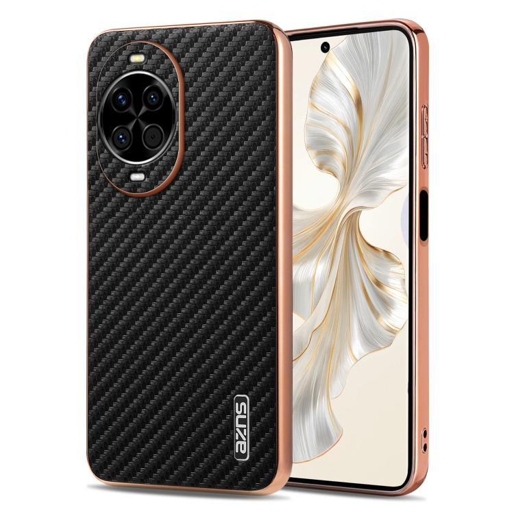 AZNS Electroplated Edge Carbon Fiber Texture Phone Case, For Huawei Mate 80 Pro Max, For Huawei Mate 80 Pro / Mate 80, For Huawei Pura 80 Ultra 5G, For Huawei Pura 80 Pro / Pro+ 5G, For Huawei Pura 80 5G, For Huawei nova 14 Ultra, For Huawei nova 14 Pr...