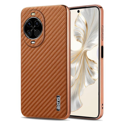 AZNS Electroplated Edge Carbon Fiber Texture Phone Case, For Huawei Mate 80 Pro Max, For Huawei Mate 80 Pro / Mate 80, For Huawei Pura 80 Ultra 5G, For Huawei Pura 80 Pro / Pro+ 5G, For Huawei Pura 80 5G, For Huawei nova 14 Ultra, For Huawei nova 14 Pr...