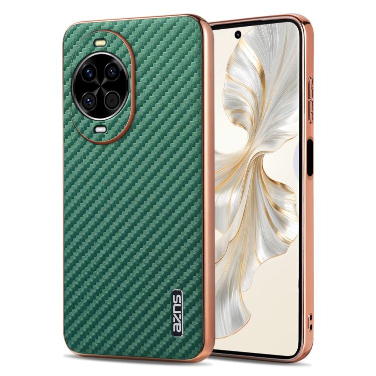 AZNS Electroplated Edge Carbon Fiber Texture Phone Case, For Huawei Mate 80 Pro Max, For Huawei Mate 80 Pro / Mate 80, For Huawei Pura 80 Ultra 5G, For Huawei Pura 80 Pro / Pro+ 5G, For Huawei Pura 80 5G, For Huawei nova 14 Ultra, For Huawei nova 14 Pr...