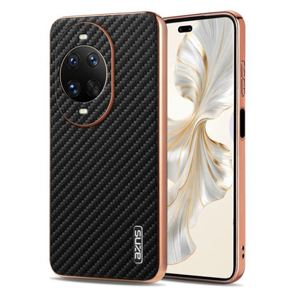 AZNS Electroplated Edge Carbon Fiber Texture Phone Case, For Huawei Mate 80 Pro Max, For Huawei Mate 80 Pro / Mate 80, For Huawei Pura 80 Ultra 5G, For Huawei Pura 80 Pro / Pro+ 5G, For Huawei Pura 80 5G, For Huawei nova 14 Ultra, For Huawei nova 14 Pr...