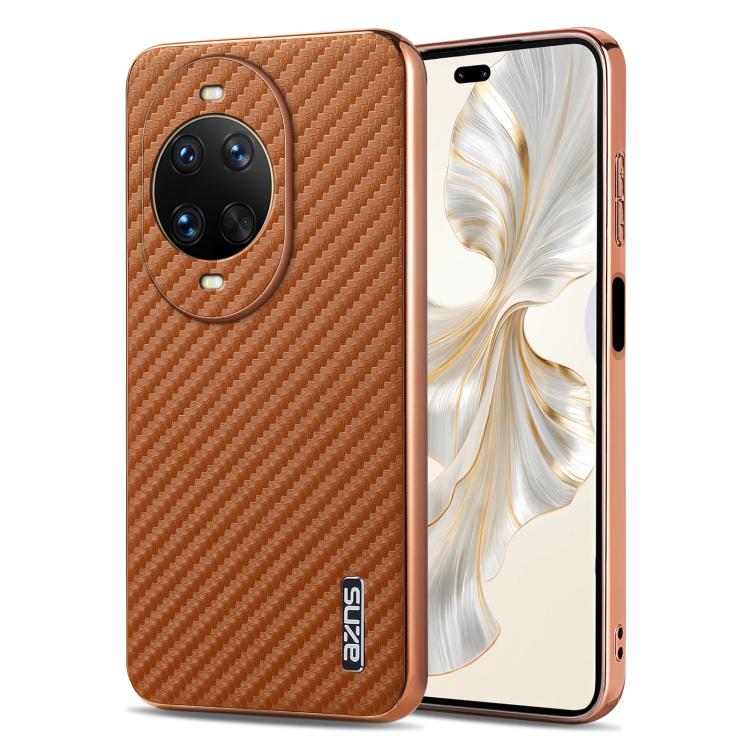 AZNS Electroplated Edge Carbon Fiber Texture Phone Case, For Huawei Mate 80 Pro Max, For Huawei Mate 80 Pro / Mate 80, For Huawei Pura 80 Ultra 5G, For Huawei Pura 80 Pro / Pro+ 5G, For Huawei Pura 80 5G, For Huawei nova 14 Ultra, For Huawei nova 14 Pr...