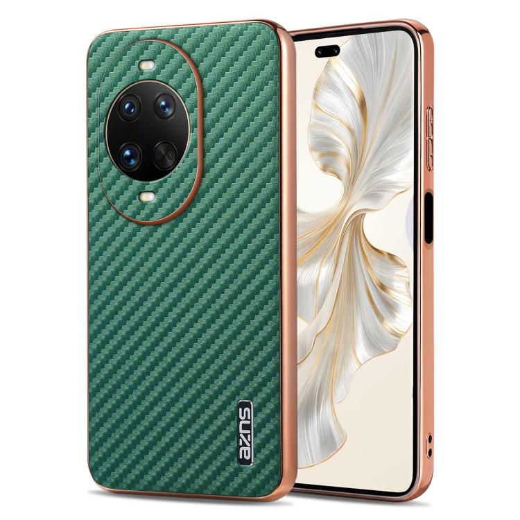 AZNS Electroplated Edge Carbon Fiber Texture Phone Case, For Huawei Mate 80 Pro Max, For Huawei Mate 80 Pro / Mate 80, For Huawei Pura 80 Ultra 5G, For Huawei Pura 80 Pro / Pro+ 5G, For Huawei Pura 80 5G, For Huawei nova 14 Ultra, For Huawei nova 14 Pr...