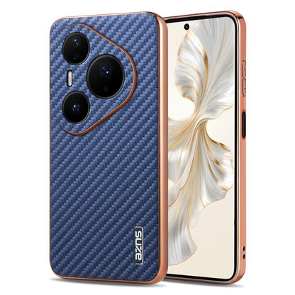AZNS Electroplated Edge Carbon Fiber Texture Phone Case, For Huawei Mate 80 Pro Max, For Huawei Mate 80 Pro / Mate 80, For Huawei Pura 80 Ultra 5G, For Huawei Pura 80 Pro / Pro+ 5G, For Huawei Pura 80 5G, For Huawei nova 14 Ultra, For Huawei nova 14 Pr...