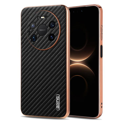 AZNS Electroplated Edge Carbon Fiber Texture Phone Case, For Huawei Mate 80 Pro Max, For Huawei Mate 80 Pro / Mate 80, For Huawei Pura 80 Ultra 5G, For Huawei Pura 80 Pro / Pro+ 5G, For Huawei Pura 80 5G, For Huawei nova 14 Ultra, For Huawei nova 14 Pr...
