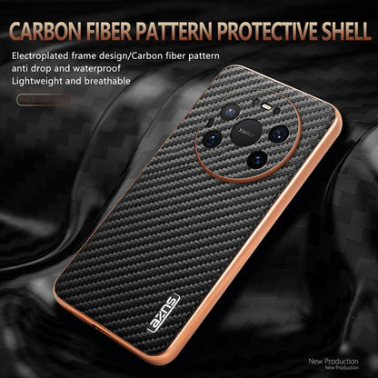 AZNS Electroplated Edge Carbon Fiber Texture Phone Case, For Huawei Mate 80 Pro Max, For Huawei Mate 80 Pro / Mate 80, For Huawei Pura 80 Ultra 5G, For Huawei Pura 80 Pro / Pro+ 5G, For Huawei Pura 80 5G, For Huawei nova 14 Ultra, For Huawei nova 14 Pr...
