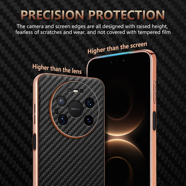 AZNS Electroplated Edge Carbon Fiber Texture Phone Case, For Huawei Mate 80 Pro Max, For Huawei Mate 80 Pro / Mate 80, For Huawei Pura 80 Ultra 5G, For Huawei Pura 80 Pro / Pro+ 5G, For Huawei Pura 80 5G, For Huawei nova 14 Ultra, For Huawei nova 14 Pr...
