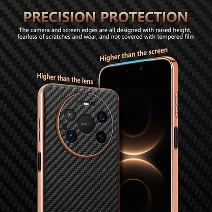 AZNS Electroplated Edge Carbon Fiber Texture Phone Case, For Huawei Mate 80 Pro Max, For Huawei Mate 80 Pro / Mate 80, For Huawei Pura 80 Ultra 5G, For Huawei Pura 80 Pro / Pro+ 5G, For Huawei Pura 80 5G, For Huawei nova 14 Ultra, For Huawei nova 14 Pr...