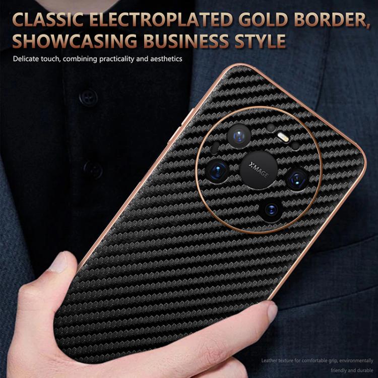 AZNS Electroplated Edge Carbon Fiber Texture Phone Case, For Huawei Mate 80 Pro Max, For Huawei Mate 80 Pro / Mate 80, For Huawei Pura 80 Ultra 5G, For Huawei Pura 80 Pro / Pro+ 5G, For Huawei Pura 80 5G, For Huawei nova 14 Ultra, For Huawei nova 14 Pr...