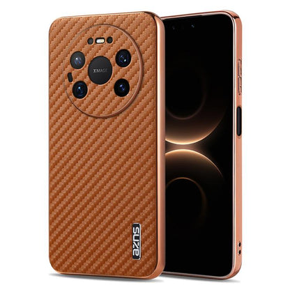 AZNS Electroplated Edge Carbon Fiber Texture Phone Case, For Huawei Mate 80 Pro Max, For Huawei Mate 80 Pro / Mate 80, For Huawei Pura 80 Ultra 5G, For Huawei Pura 80 Pro / Pro+ 5G, For Huawei Pura 80 5G, For Huawei nova 14 Ultra, For Huawei nova 14 Pr...