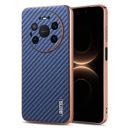AZNS Electroplated Edge Carbon Fiber Texture Phone Case, For Huawei Mate 80 Pro Max, For Huawei Mate 80 Pro / Mate 80, For Huawei Pura 80 Ultra 5G, For Huawei Pura 80 Pro / Pro+ 5G, For Huawei Pura 80 5G, For Huawei nova 14 Ultra, For Huawei nova 14 Pr...