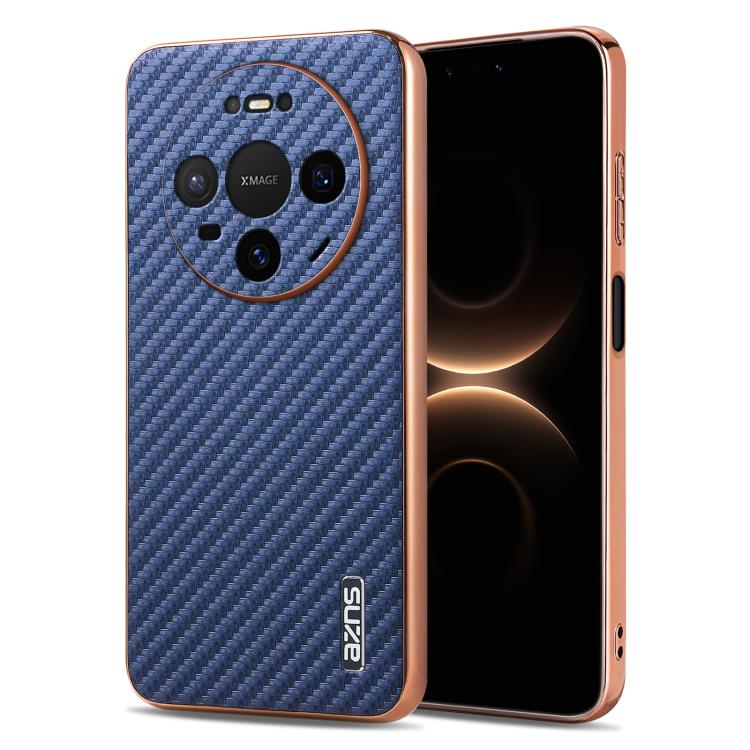 AZNS Electroplated Edge Carbon Fiber Texture Phone Case, For Huawei Mate 80 Pro Max, For Huawei Mate 80 Pro / Mate 80, For Huawei Pura 80 Ultra 5G, For Huawei Pura 80 Pro / Pro+ 5G, For Huawei Pura 80 5G, For Huawei nova 14 Ultra, For Huawei nova 14 Pr...