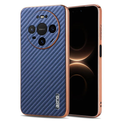 AZNS Electroplated Edge Carbon Fiber Texture Phone Case, For Huawei Mate 80 Pro Max, For Huawei Mate 80 Pro / Mate 80, For Huawei Pura 80 Ultra 5G, For Huawei Pura 80 Pro / Pro+ 5G, For Huawei Pura 80 5G, For Huawei nova 14 Ultra, For Huawei nova 14 Pr...