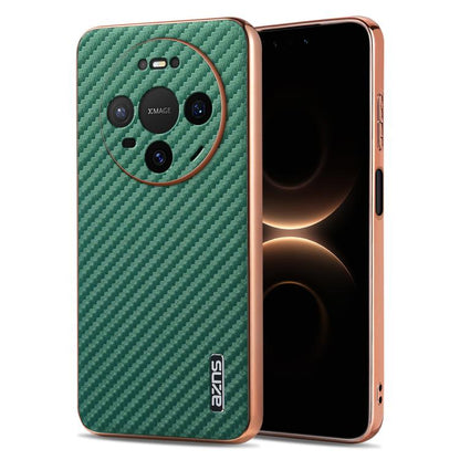 AZNS Electroplated Edge Carbon Fiber Texture Phone Case, For Huawei Mate 80 Pro Max, For Huawei Mate 80 Pro / Mate 80, For Huawei Pura 80 Ultra 5G, For Huawei Pura 80 Pro / Pro+ 5G, For Huawei Pura 80 5G, For Huawei nova 14 Ultra, For Huawei nova 14 Pr...
