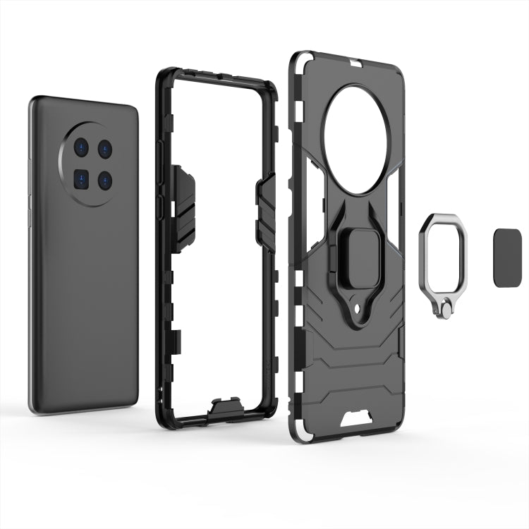 Black shockproof case set with magnetic ring holder and open-frame for easy installation